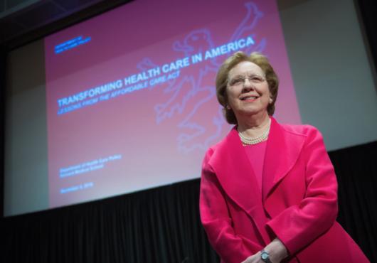 Barbara McNeil, the Ridley Watts Professor of Health Care Policy on stage.                                   