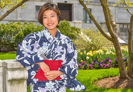 Ryoko Hamaguchi on the HMS Quad in her kimono