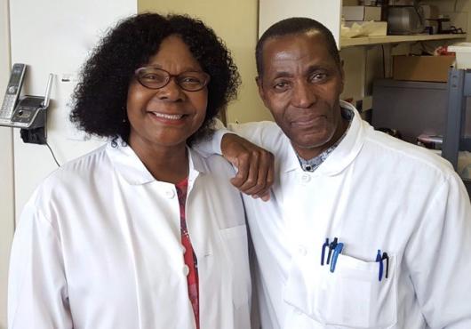 Lunadel and Hemsley Matthews in the lab