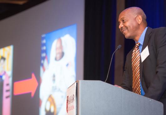 Satcher speaking at Spotlight on Med Ed