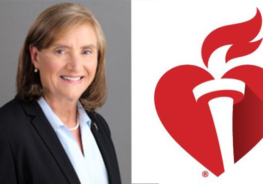 Christine Seidman and the American Heart Association logo
