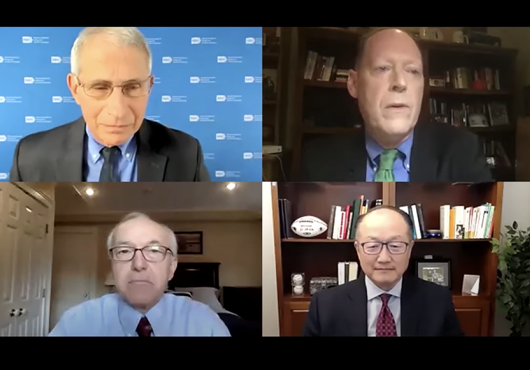 A screenshot of four people in a webinar.