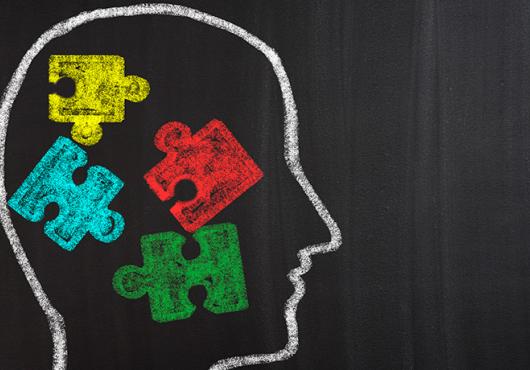 silhouette of a head with puzzle pieces