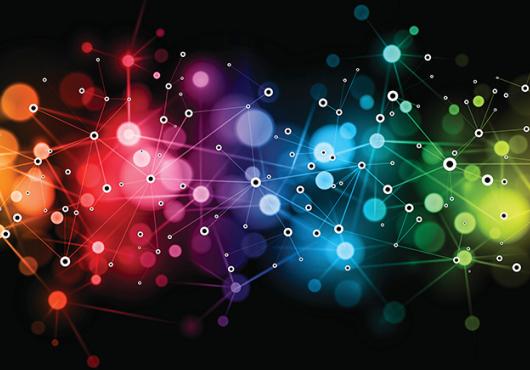 digital image of rainbow network connections