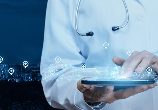 Doctor with tablet