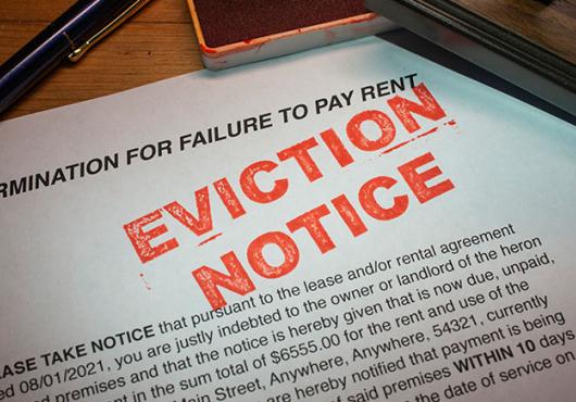 photo of an eviction notice on a desk
