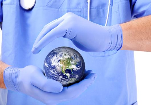 surgeon holding the globe