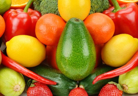Colorful array of fruits and vegetables