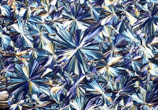 Microscope image of aspirin crystals
