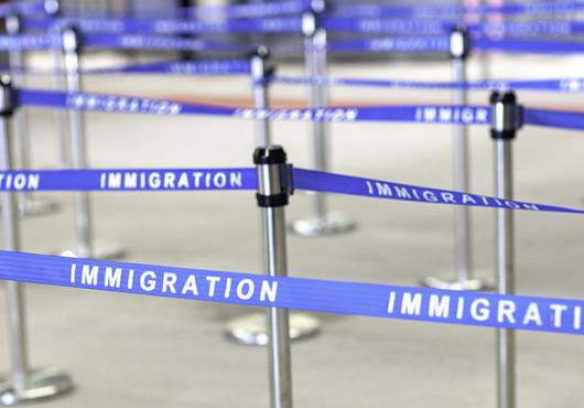 stanchions for immigration line