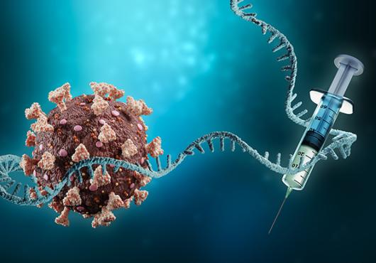 mRNA molecule, SARS-CoV-2 virus, syringe