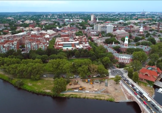 aerial view of Harvard University campus