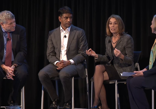 Susan Hockfield, Laurie Glimcher, Eric Lander, Vasant Narasimhan
