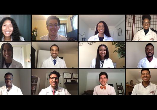 screen grab of 12 students on video call