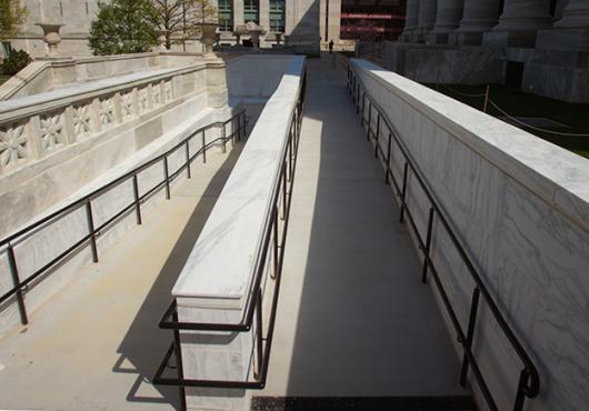 new access ramp in front of Gordon Hall