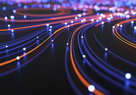 Abstract network of glowing pathways.