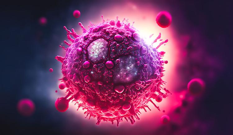 Closeup microscopy image of the HIV virus
