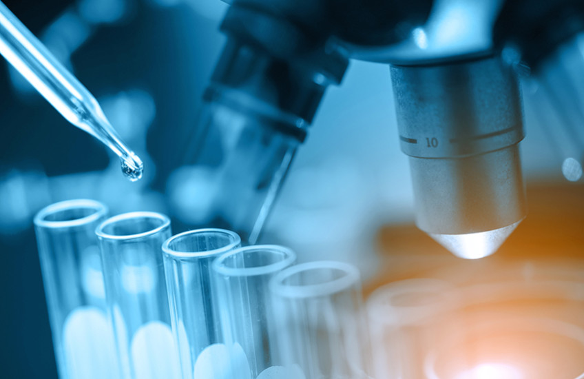 microscope and vials