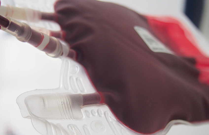 Close-up photo of a blood bag