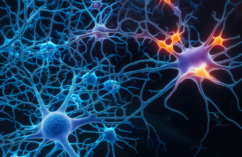 digital illustration of interconnected neurons firing 