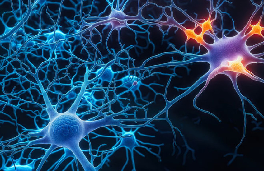 digital illustration of interconnected neurons firing 