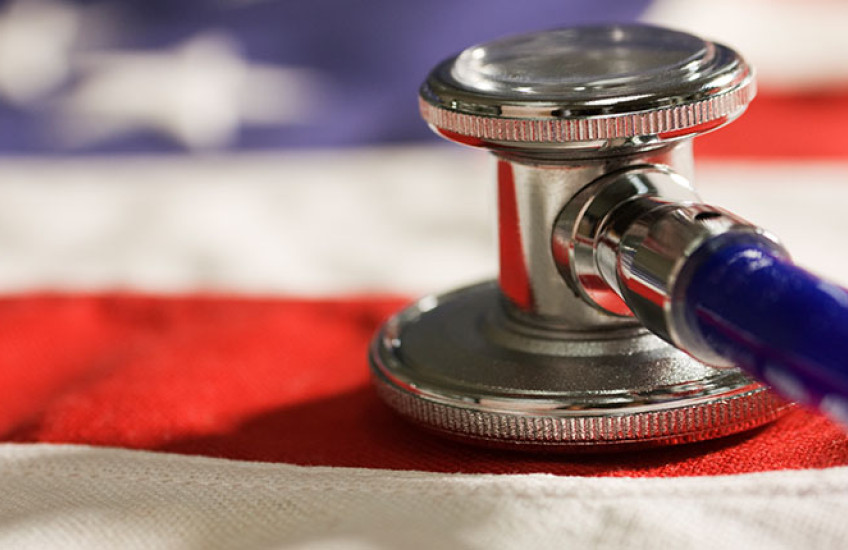A stethoscope on an American flag
