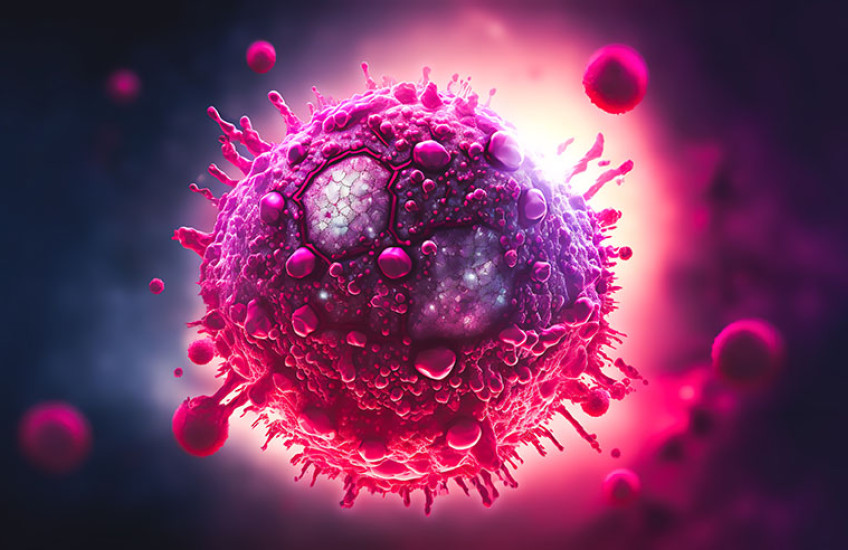 Closeup microscopy image of the HIV virus