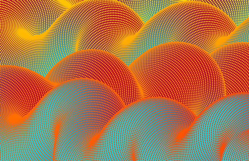 Abstract illustration of red and blue gut-like waves