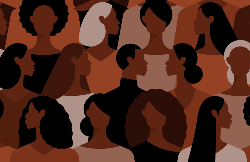 illustration showing women's heads in a group