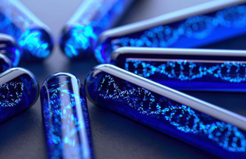 Illustration of a group of test tubes with DNA strands inside them