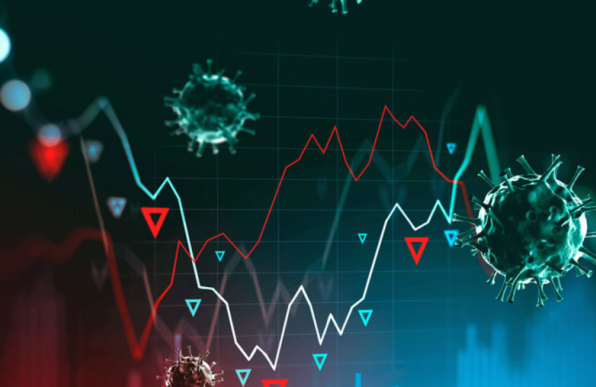 Illustration of a graph and viruses at various points on the graph