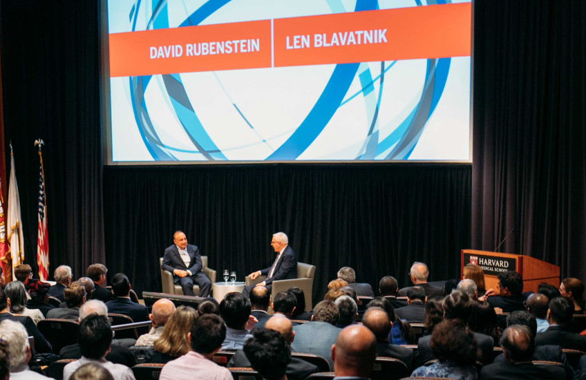 Blavatnik talking with Rubenstein 