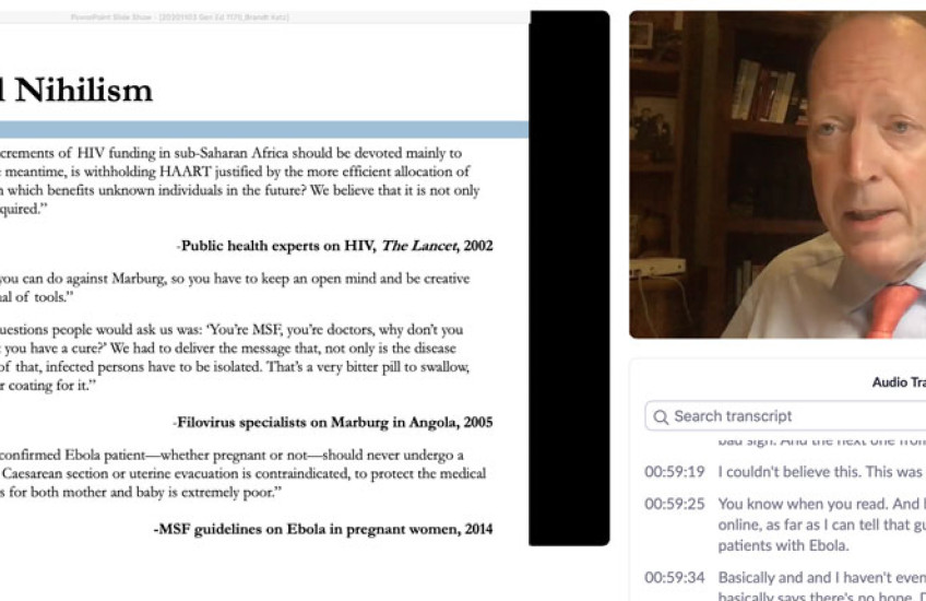 Screenshot of Paul Farmer's lecture on Zoom