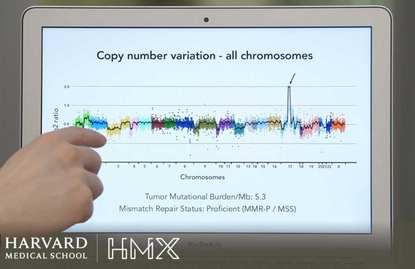 Image of a finger pointing to an online graph used in a course