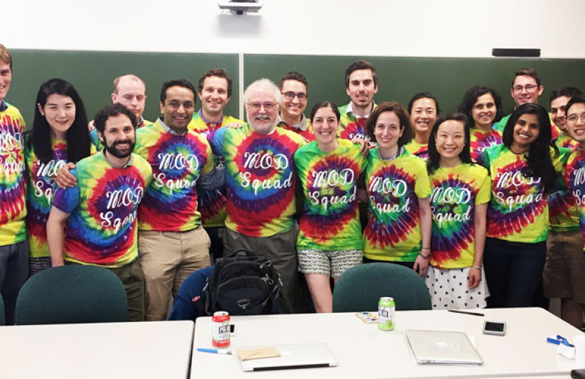 Students in the boot camp posing with Thomas Michel
