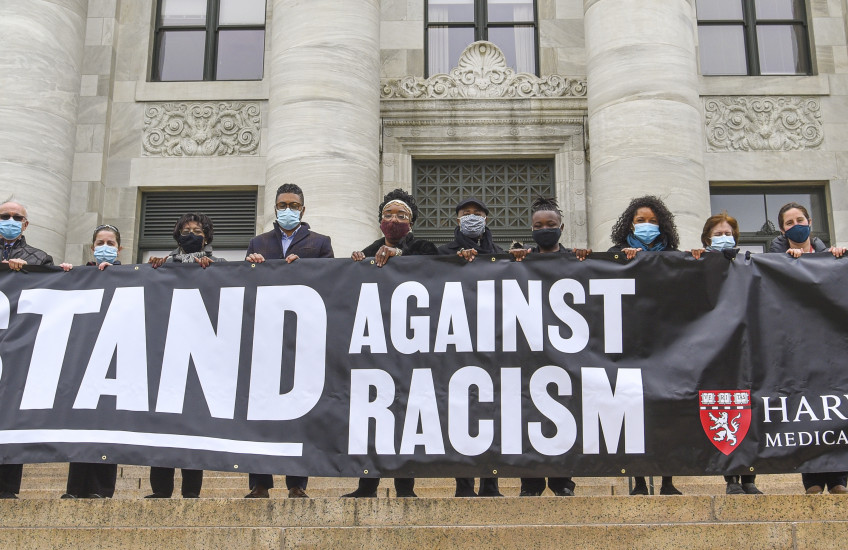 HMS community members gather for anti-racism rally