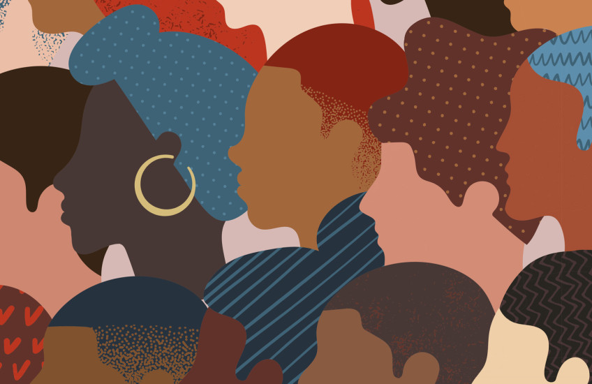 illustration of heads of a diverse group of people