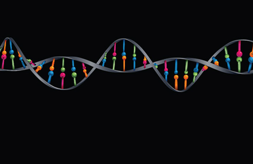 colorful illustration of DNA on a black background