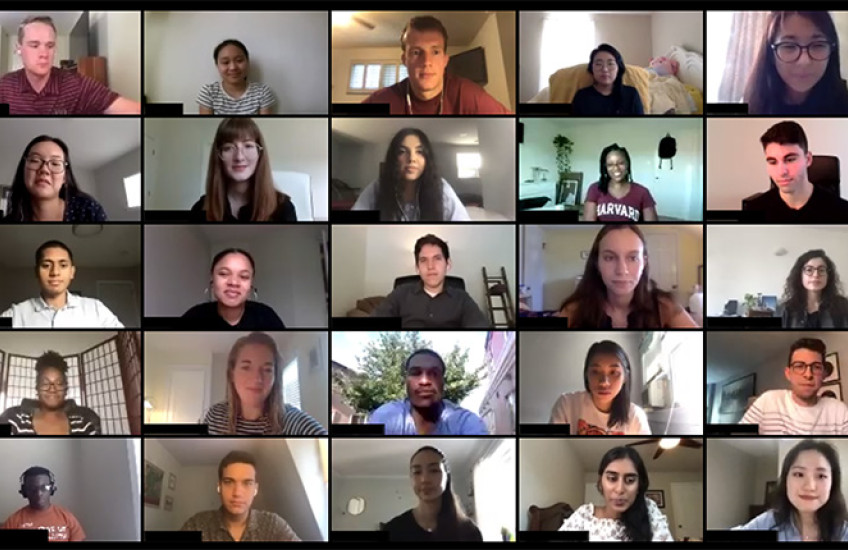 screen capture of students on video call