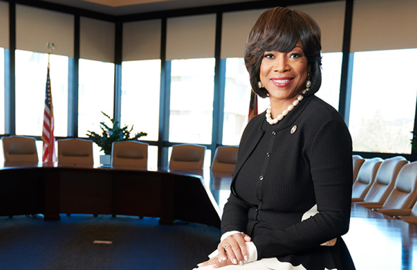 Valerie Montgomery Rice in board room