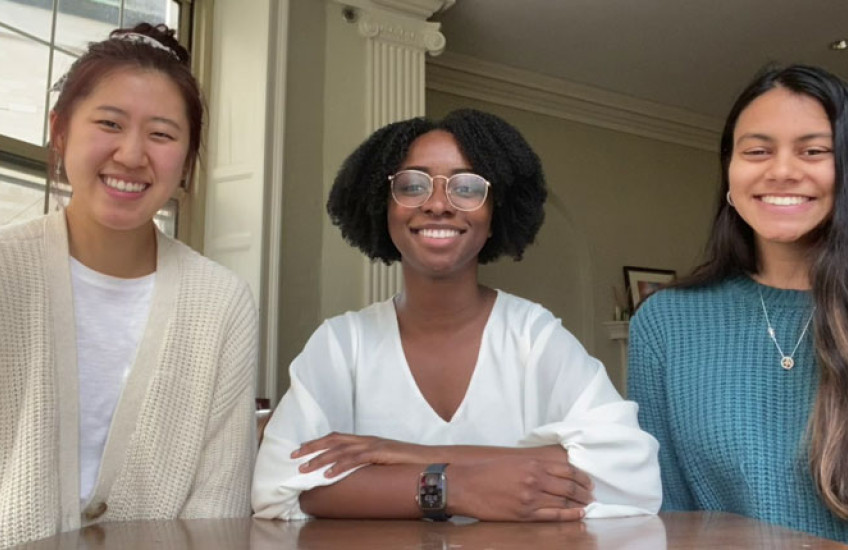 Screengrab from Fabric video with three students