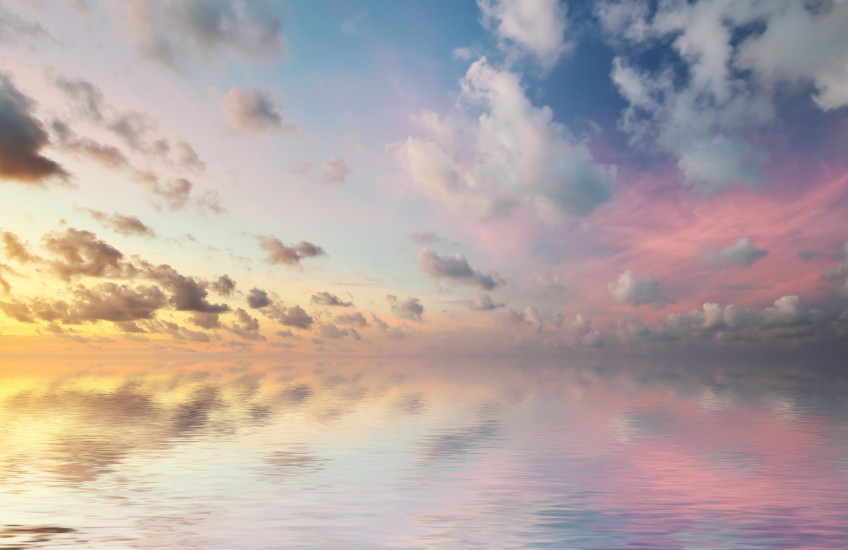 Pastel sunset over the water