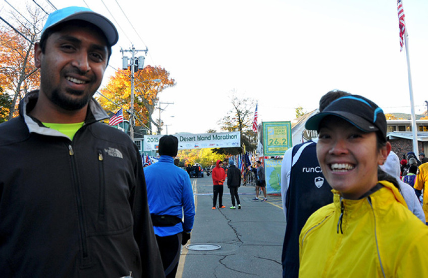 Photo of Mangalath and Cheung at Desert Island Marathon