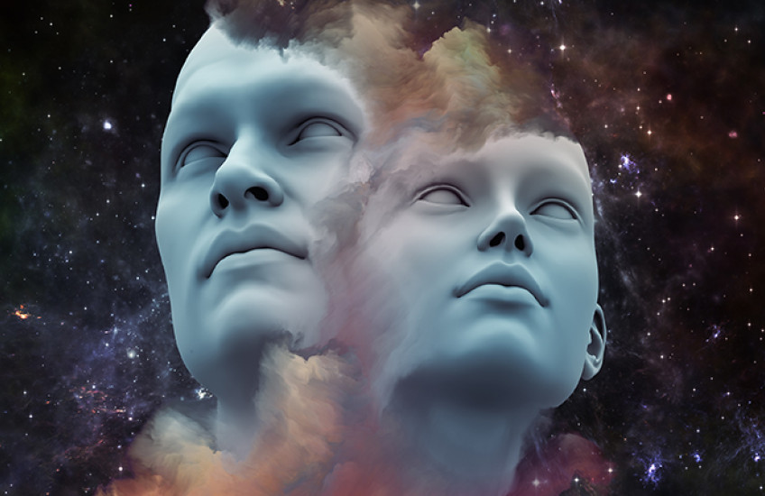 abstract male and female faces