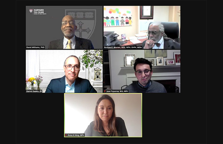 screen grab of forum with Williams, Warren, Figeuroa, Hing and Dawes 