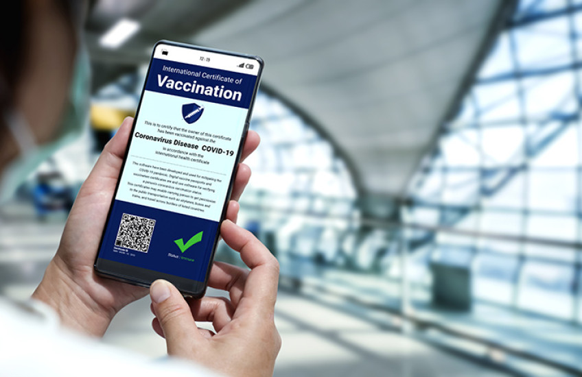 A vaccine QR code on a phone screen