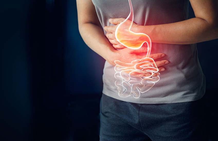 person holding stomach