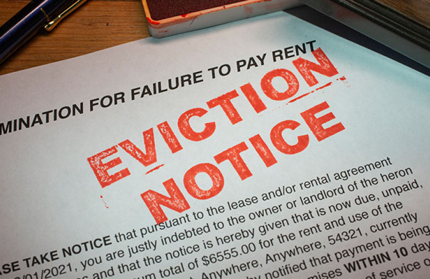 photo of an eviction notice on a desk