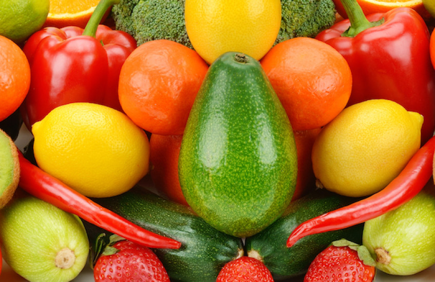Colorful array of fruits and vegetables