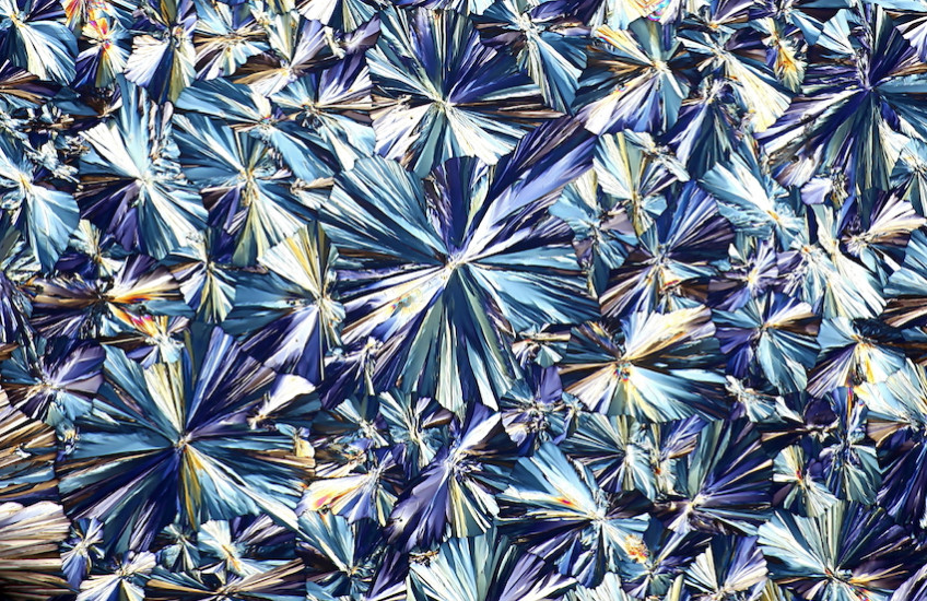 Microscope image of aspirin crystals